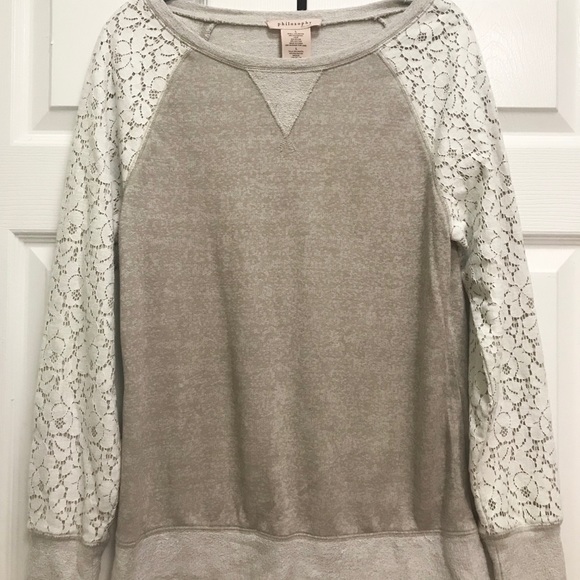 Philosophy Tops - Philosophy sweatshirt w/floral lace